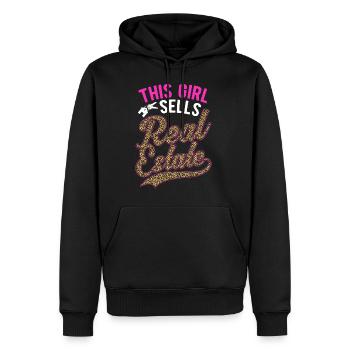 Courtier Maison Vente Agence Immobilière Filles - Sweat à capuche Premium bio Homme - noir - Devant - Nico (187cm)