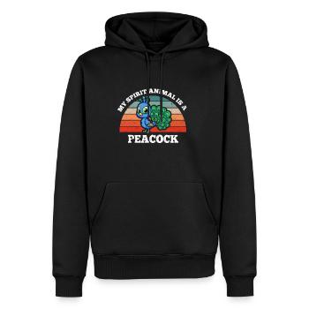Oiseau paon Amoureux Mon Animal est un paon - Sweat à capuche Premium bio Homme - noir - Devant - Nico (187cm)