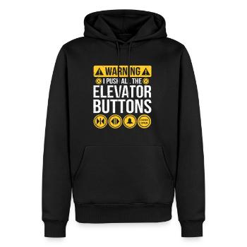 Fahrstuhl Aufzug Sprüche Elevator Button - Männer Premium Bio Hoodie - Schwarz - Vorne - Nico (187cm)