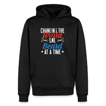 Changer le monde une barbe à la fois - Sweat à capuche Premium bio Homme - noir - Devant - Nico (187cm)