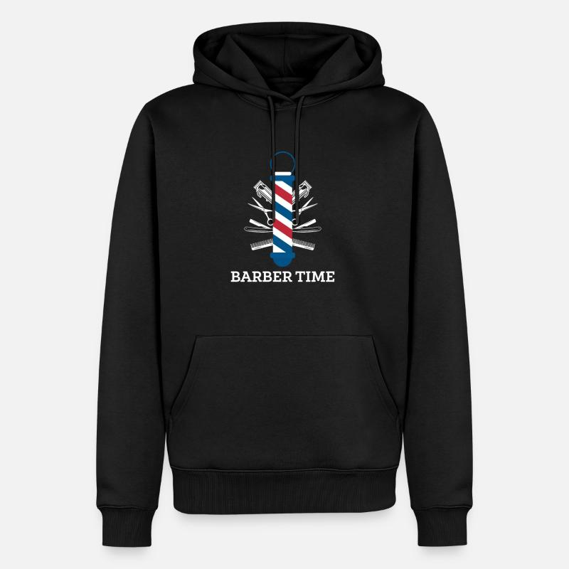 Barber Time Shirt Cadeau - Sweat à capuche Premium bio Homme - noir
