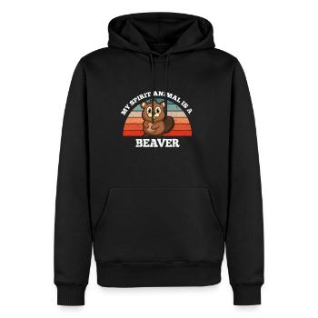Rongeur de castor Mon animal spirituel est un castor - Sweat à capuche Premium bio Homme - noir - Devant - Nico (187cm)