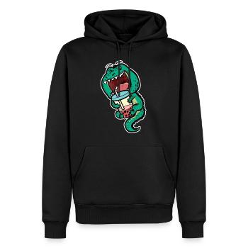 T-Rex Bubble Tea Dino Fan Thé glacé Dinosaure - Sweat à capuche Premium bio Homme - noir - Devant - Nico (187cm)