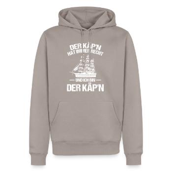 Der Käpt'n hat immer Recht ich bin der Kapitän Seg - Männer Premium Bio Hoodie - Taupe - Vorne - Nico (187cm)