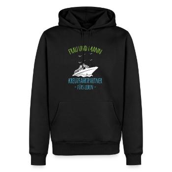 Frau Und Mann Kreuzfahrtpartner Fürs Leben Shirt - Männer Premium Bio Hoodie - Schwarz - Vorne - Nico (187cm)
