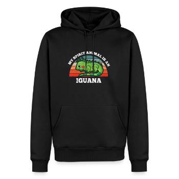 Lézard iguane Mon animal spirituel est un iguane - Sweat à capuche Premium bio Homme - noir - Devant - Nico (187cm)