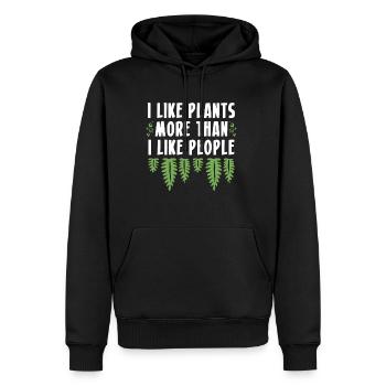 I Like Plants More Than I Like People Shirt - Männer Premium Bio Hoodie - Schwarz - Vorne - Nico (187cm)