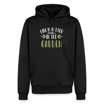 La vie est meilleure dans le jardinier en chemise de jardin - Sweat à capuche Premium bio Homme - noir - Devant - Nico (187cm)