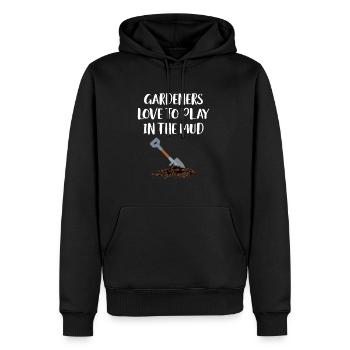 Les jardiniers adorent jouer dans le jardinier de boue - Sweat à capuche Premium bio Homme - noir - Devant - Nico (187cm)