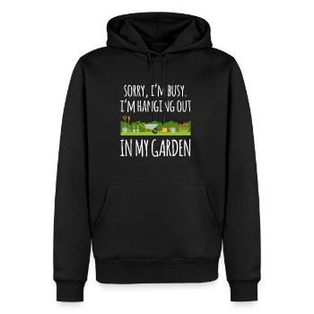 Sorry Im Busy Im Hanging Out In My Garden - Männer Premium Bio Hoodie - Schwarz - Vorne - Nico (187cm)