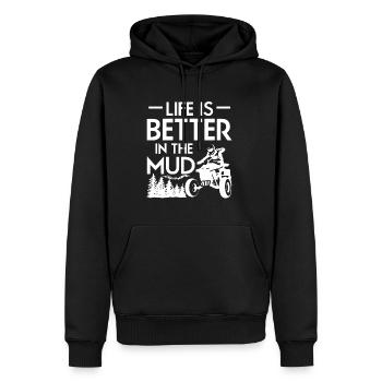 La vie est meilleure dans la chemise Mud Quad Rider - Sweat à capuche Premium bio Homme - noir - Devant - Nico (187cm)