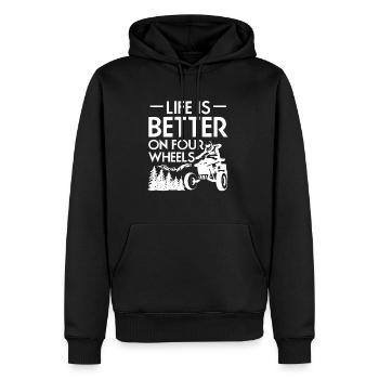 La vie est meilleure sur quatre roues Quad Rider Shirt - Sweat à capuche Premium bio Homme - noir - Devant - Nico (187cm)