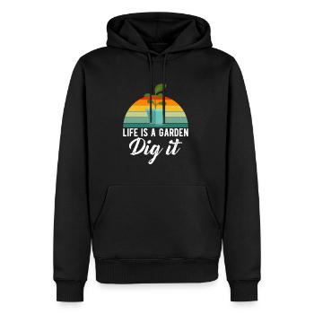 La vie est un jardin Dig It Vintage Retro Gardener - Sweat à capuche Premium bio Homme - noir - Devant - Nico (187cm)