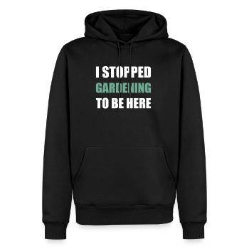 J’ai arrêté de jardiner pour être ici Chemise de jardinier - Sweat à capuche Premium bio Homme - noir - Devant - Nico (187cm)