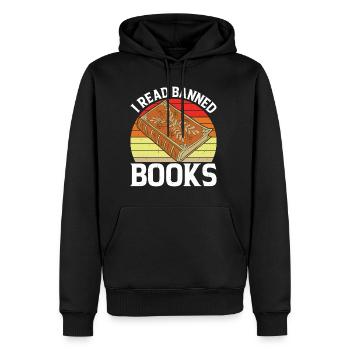 J’ai lu des livres interdits 38 - Sweat à capuche Premium bio Homme - noir - Devant - Nico (187cm)