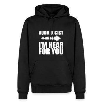 Audiologist I'm Hear For You 2 - Men’s Premium Organic Hoodie - black - Front - Nico (187cm)