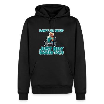 Don't Grow Up, Just Buy Bigger Toys 2 - Männer Premium Bio Hoodie - Schwarz - Vorne - Nico (187cm)