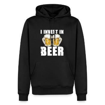 J’investis dans la bière - Sweat à capuche Premium bio Homme - noir - Devant - Nico (187cm)
