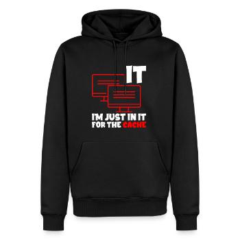 I'm Just In It For The Cache 2 - Men’s Premium Organic Hoodie - black - Front - Nico (187cm)