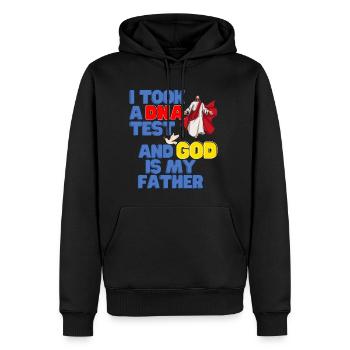 J’ai fait un test ADN et Dieu est mon père 25 - Sweat à capuche Premium bio Homme - noir - Devant - Nico (187cm)