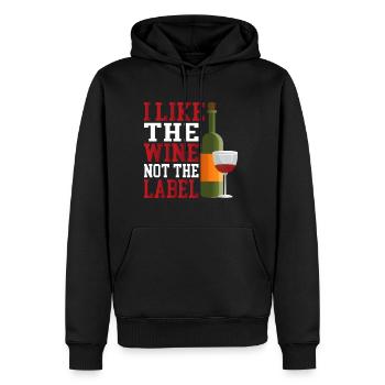 J’aime le vin, pas l’étiquette 17 - Sweat à capuche Premium bio Homme - noir - Devant - Nico (187cm)