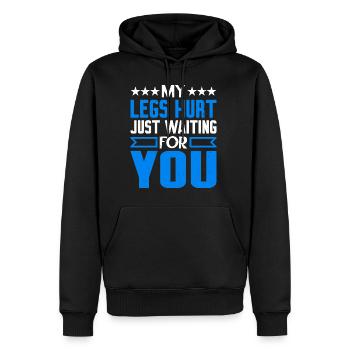 J’ai mal aux jambes juste en t’attendant 7 - Sweat à capuche Premium bio Homme - noir - Devant - Nico (187cm)