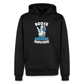 Books because People Sucks Cat Lover - Männer Premium Bio Hoodie - Schwarz - Vorne - Nico (187cm)