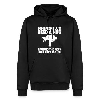 Some People Just Need A Hug Around The Neck 1 - Männer Premium Bio Hoodie - Schwarz - Vorne - Nico (187cm)