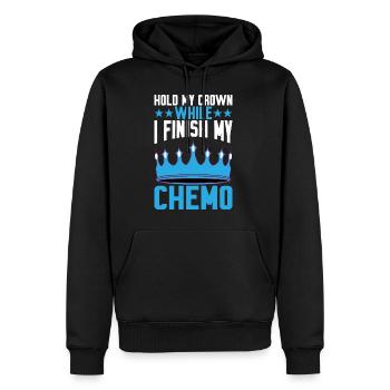 Tenez ma couronne pendant que je termine ma chimio 29 - Sweat à capuche Premium bio Homme - noir - Devant - Nico (187cm)