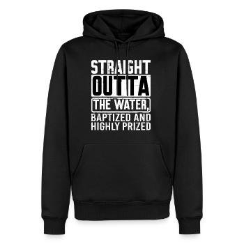 Straight Outta L’eau et baptisé 14 - Sweat à capuche Premium bio Homme - noir - Devant - Nico (187cm)