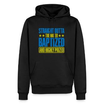 Straight Outta L’eau et baptisé 16 - Sweat à capuche Premium bio Homme - noir - Devant - Nico (187cm)