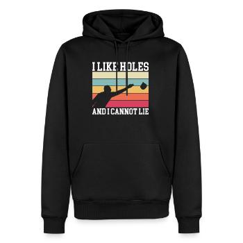 J’aime les trous et je ne peux pas mentir en chemise cornhole - Sweat à capuche Premium bio Homme - noir - Devant - Nico (187cm)