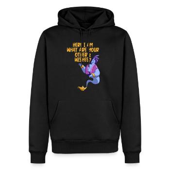 Me voici, quels sont vos 2 autres souhaits - Sweat à capuche Premium bio Homme - noir - Devant - Nico (187cm)