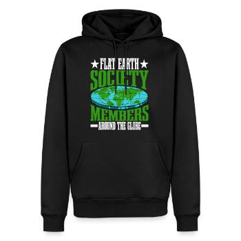 Flat Earth Society, Members Around The Globe 16 - Männer Premium Bio Hoodie - Schwarz - Vorne - Nico (187cm)