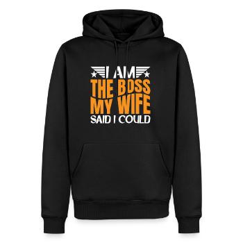 Je suis le patron - Ma femme a dit que je pourrais avoir 7 ans - Sweat à capuche Premium bio Homme - noir - Devant - Nico (187cm)