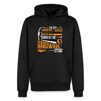 Enjoy Romantic Walks Through The Hardware Store11 - Men’s Premium Organic Hoodie - black - Front - Nico (187cm)