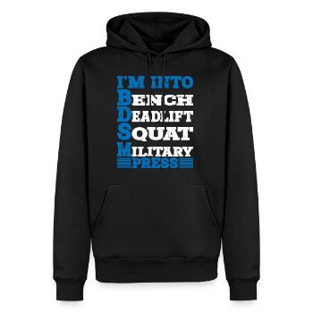 In Into BDSM Bench Squat Deadlift Military Press10 - Men’s Premium Organic Hoodie - black - Front - Nico (187cm)