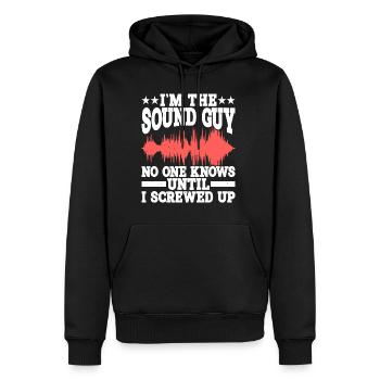 Je suis le gars du son, personne ne le sait jusqu’à ce que je me plante - Sweat à capuche Premium bio Homme - noir - Devant - Nico (187cm)