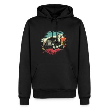 Trucker LKW Fahrer Brummiefahrer Lastwagen - Männer Premium Bio Hoodie - Schwarz - Vorne - Nico (187cm)