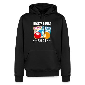 Lucky Bingo Shirt Geschenk - Männer Premium Bio Hoodie - Schwarz - Vorne - Nico (187cm)