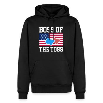 Boss Of The Toss America USA Flag Shirt - Men’s Premium Organic Hoodie - black - Front - Nico (187cm)