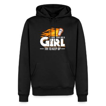I Know I Play Like A Girl Try To Keep Up Lacrosse - Männer Premium Bio Hoodie - Schwarz - Vorne - Nico (187cm)