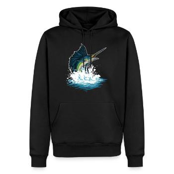 Poisson d’eau profonde Créatures marines Espadon Océan - Sweat à capuche Premium bio Homme - noir - Devant - Nico (187cm)