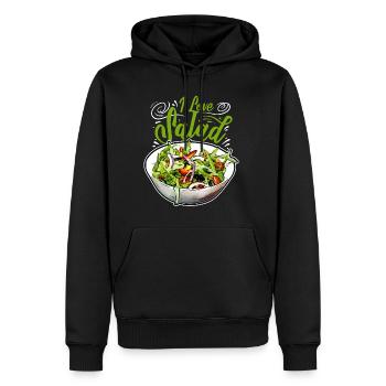 J’adore la salade végétarienne Dictons végétaliens - Sweat à capuche Premium bio Homme - noir - Devant - Nico (187cm)