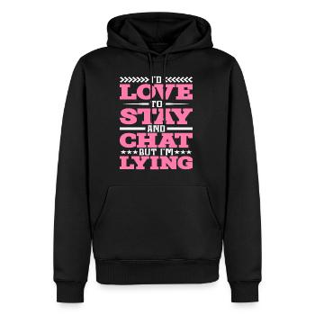 J’aimerais rester et discuter mais je mens - Sweat à capuche Premium bio Homme - noir - Devant - Nico (187cm)