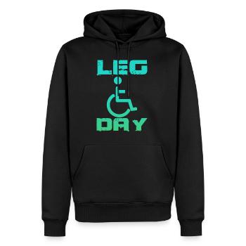 Leg Day Fauteuil roulant handicapé 18 - Sweat à capuche Premium bio Homme - noir - Devant - Nico (187cm)