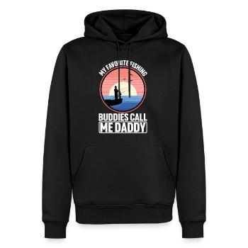 Mes copains de pêche préférés m’appellent papa 3 - Sweat à capuche Premium bio Homme - noir - Devant - Nico (187cm)