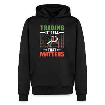 Le trading, c’est tout ce qui compte - Sweat à capuche Premium bio Homme - noir - Devant - Nico (187cm)