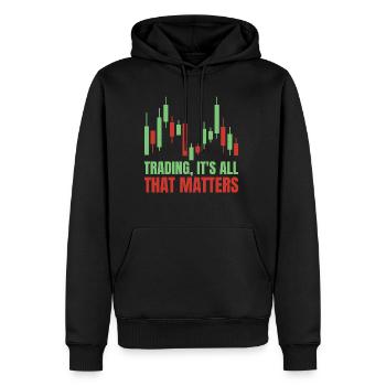 Trading, c’est tout ce qui compte 3 - Sweat à capuche Premium bio Homme - noir - Devant - Nico (187cm)
