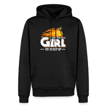 Je sais que je joue comme une fille essayez de garder les fléchettes - Sweat à capuche Premium bio Homme - noir - Devant - Nico (187cm)
